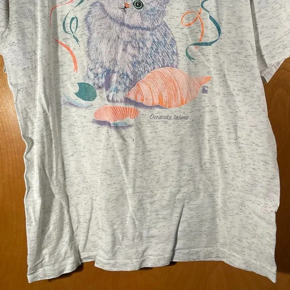 Vintage Native Sun Ocracoke Island North Carolina Awesome Cat Shirt Large L USA - Picture 3 of 11